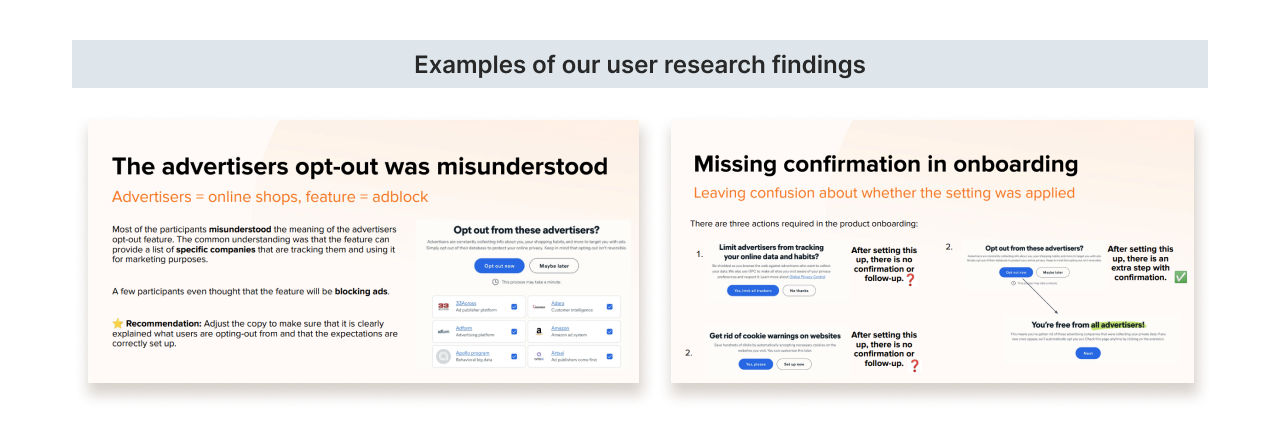 AOSP prototype and research screens