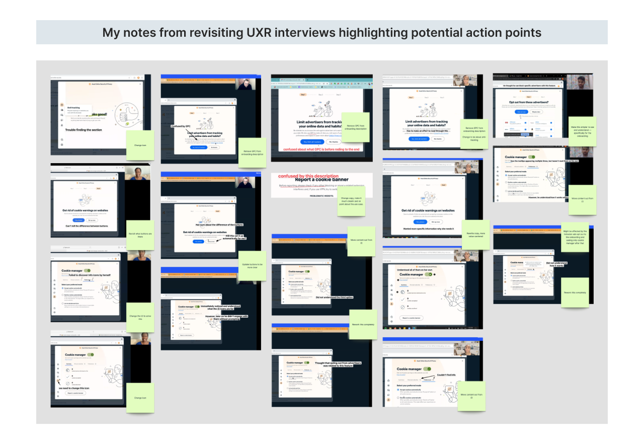 Cookie Manager prototype screens