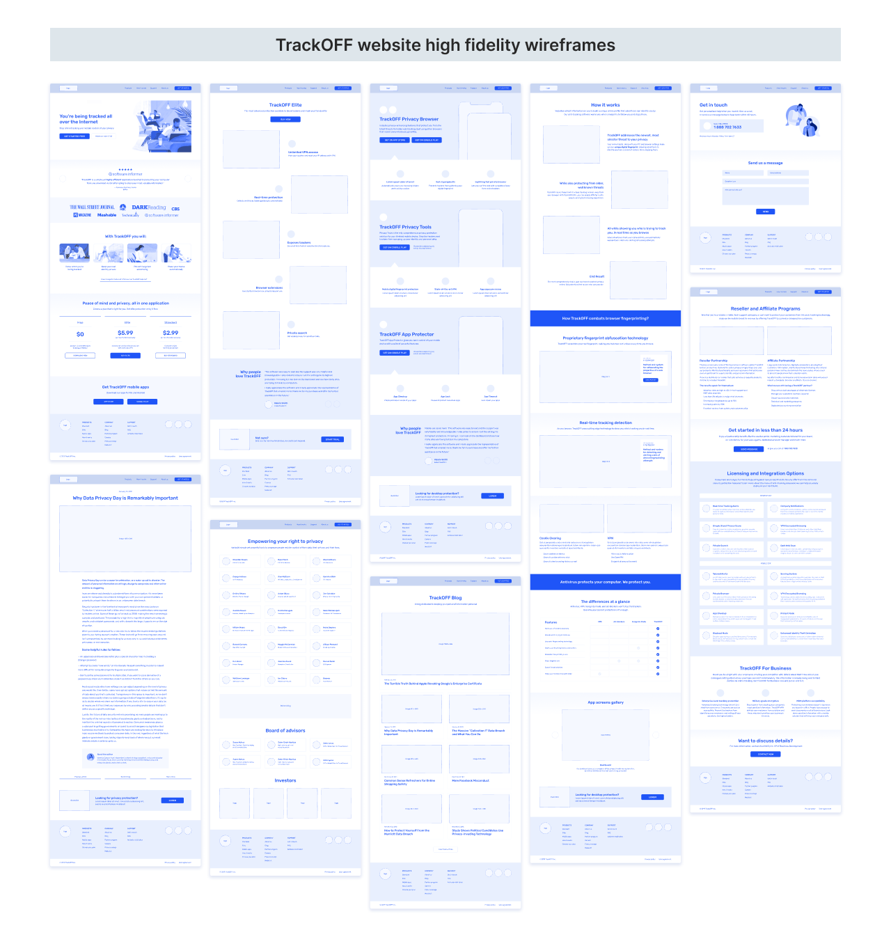 TrackOFF product interfaces on desktop and mobile