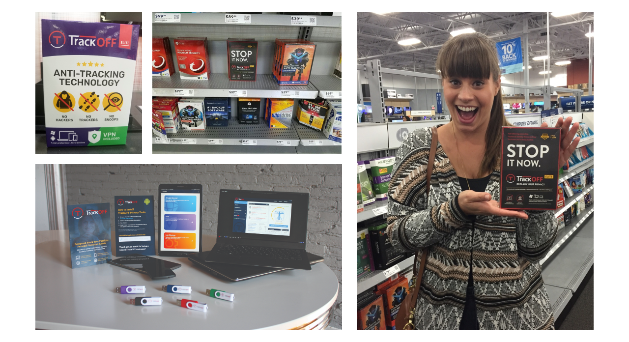 TrackOFF print and event collateral